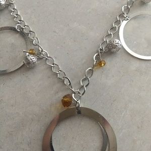 3/$15 Siver Color Neclace with Amber Colored Beads